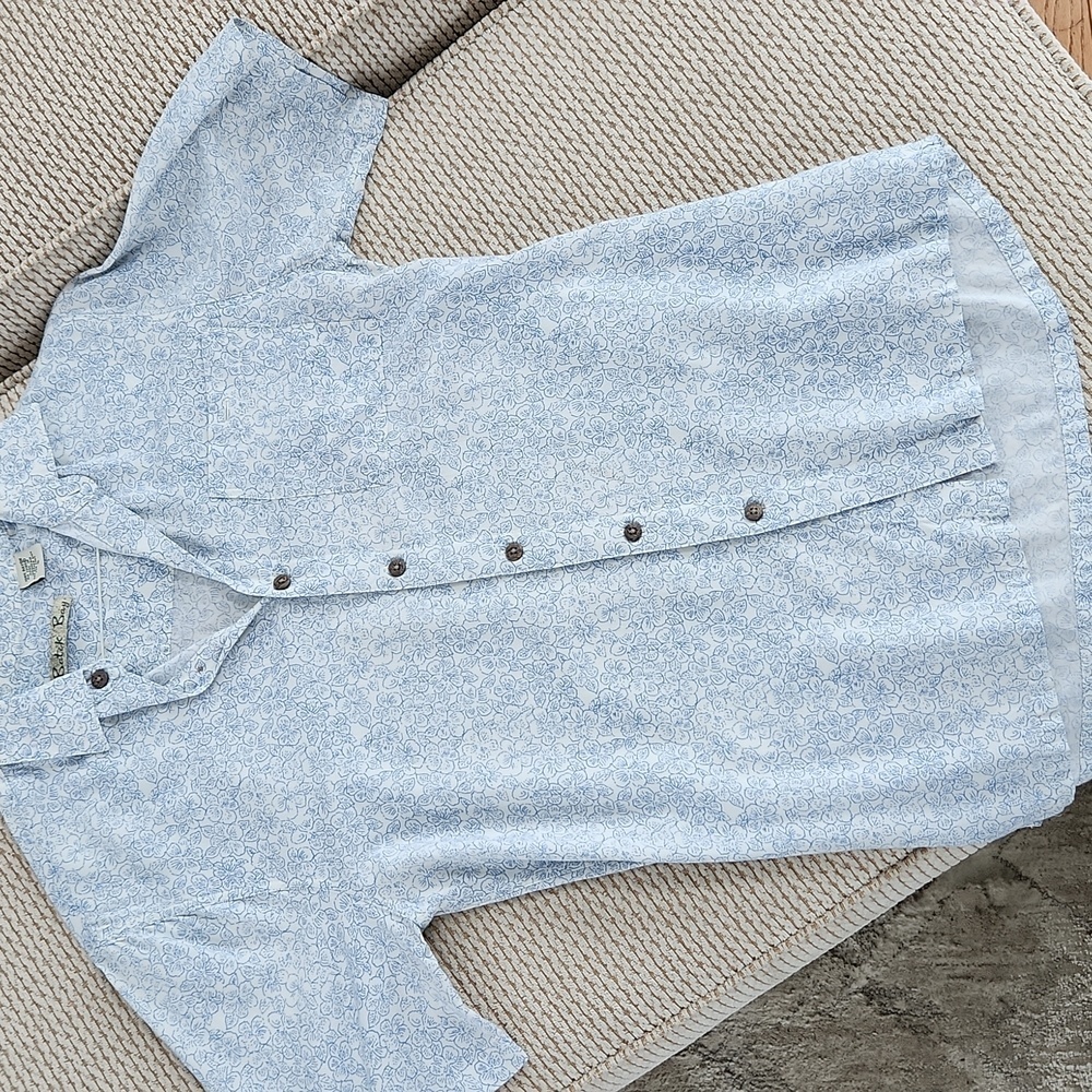 Men's Blue Patterned Shirt, Batek Bay, Small